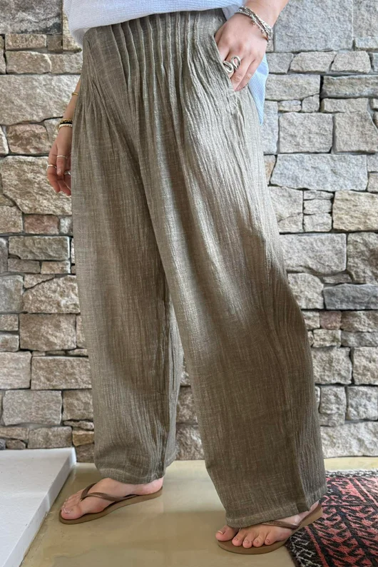 Loom & Thread Pin Tuck Pant Washed Earth /41=